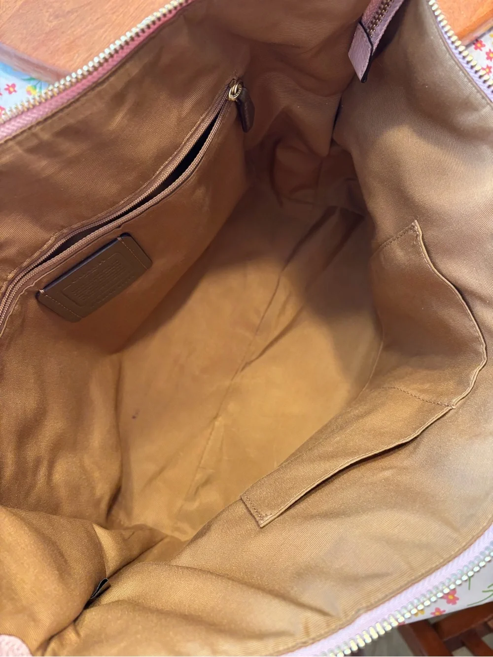 Coach Ava Chain Pebbled Leather Shoulder Tote in Pink with Gold Hardware